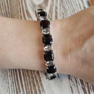 Cushion cut Smoky Quartz & green amethyst bracelet